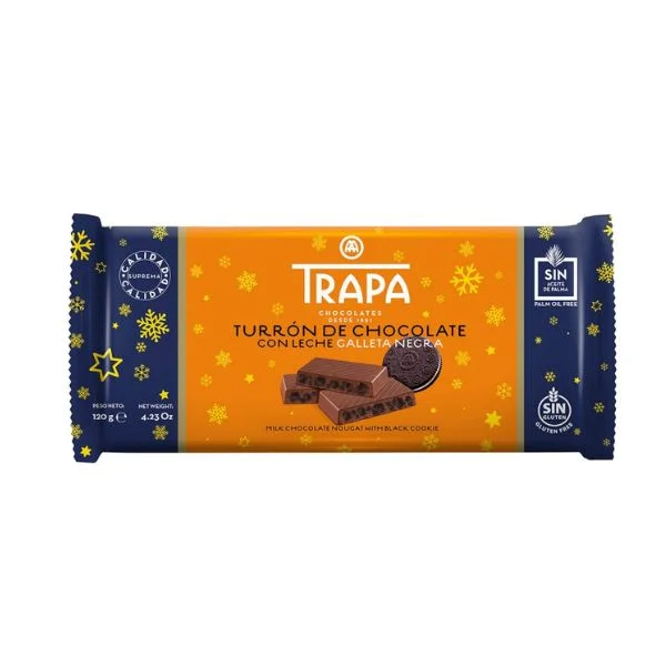 Шоколад Trapa, „Турон“ млечен с бисквитки, без глутен, 120 гр.